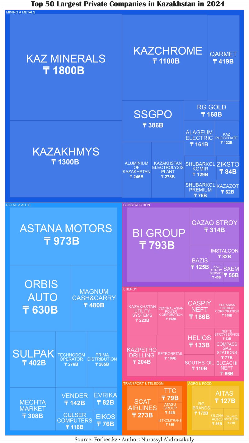 Top 50 Largest Private Companies in Kazakhstan in 2024